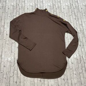Cupio Brown Knit Turtleneck With Gold Buttons